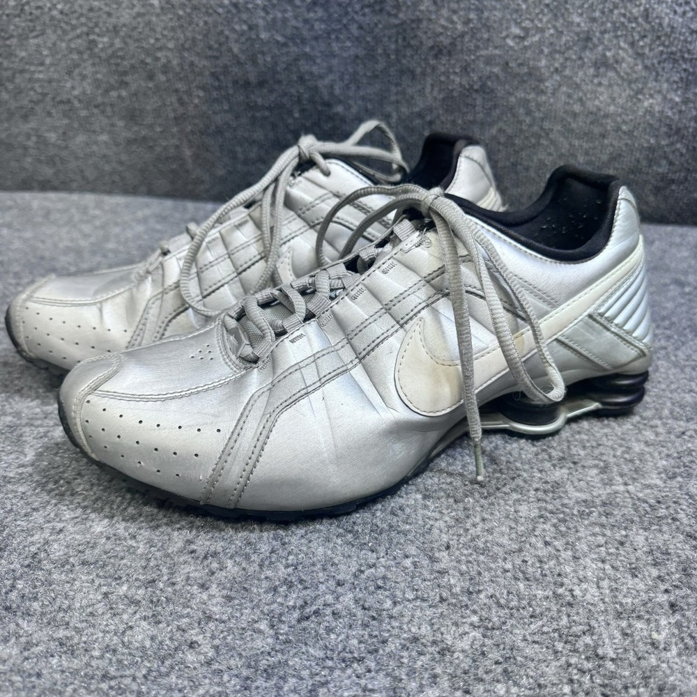 Nike Sneakers Women 10 Shox Junior Metallic Silver 454339-018 EUC